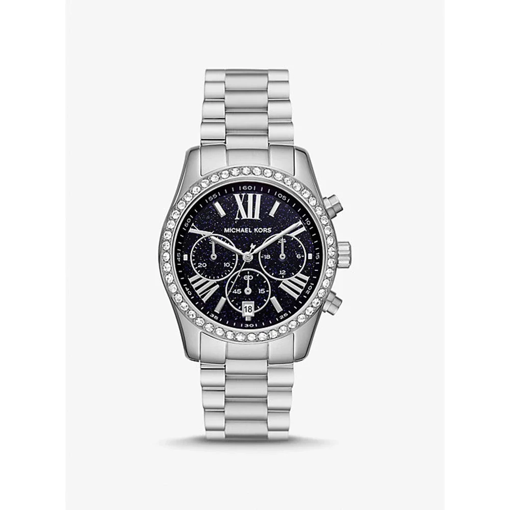 Michael Kors Women's Lexington Pavé Silver Tone Crystal 38MM Watch